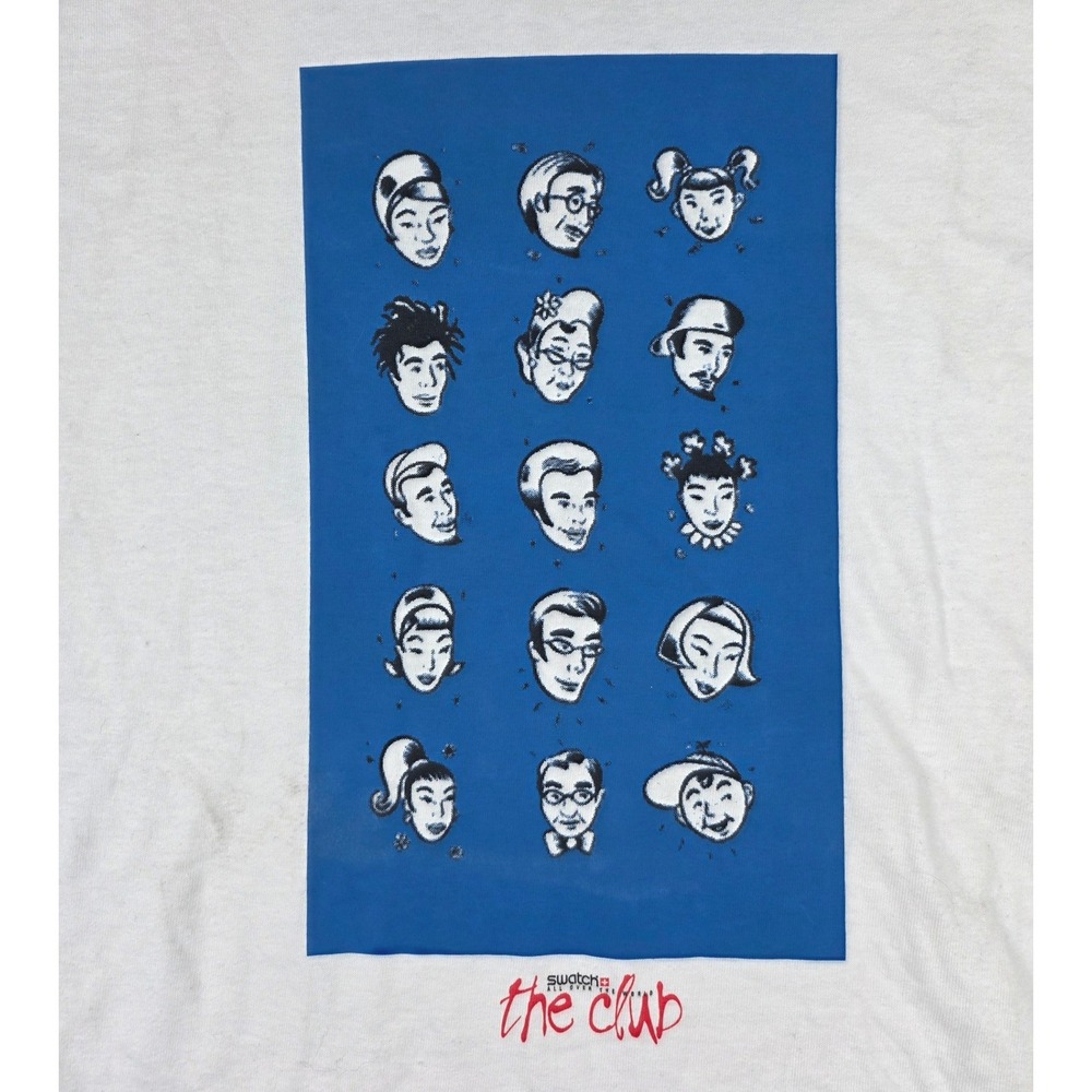 Vintage 90s Swatch The Club Graphic T Shirt Mens XL White Mens Timeship Watch - Picture 4 of 11
